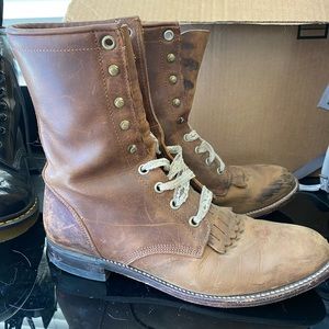 Vintage Justin lace up leather boots women's 8